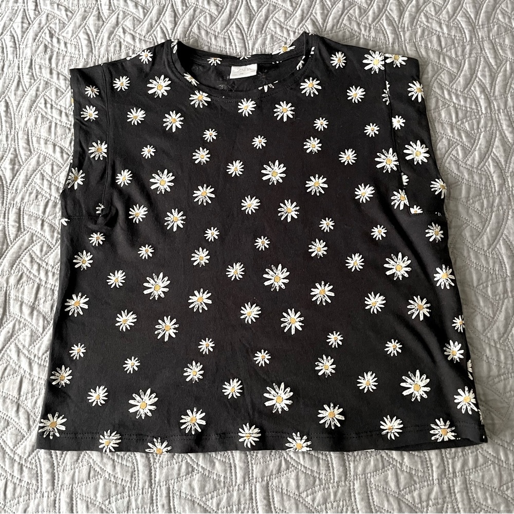 Zara Daisy Floral Print Knit Sleeveless Blouse Top 
   Size 10/12